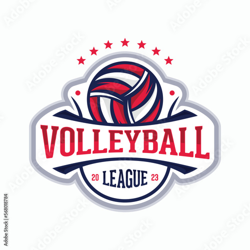 Volleyball League vector logo emblem design for sport team