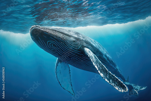Playing humpback whale calf. Generative AI photo