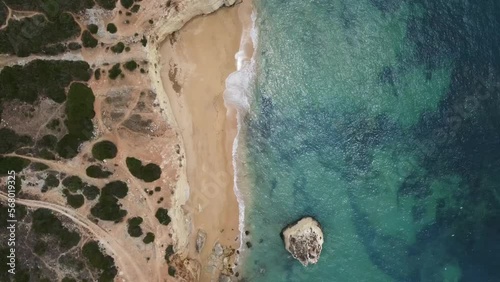 Full HD Aerial Drone Video View of Praia da Marinha in Algarve Portugal
