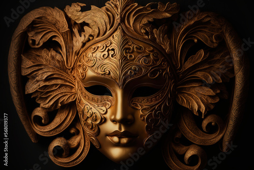 traditional mask decoration for carnival in Venice. Generative AI © 2ragon