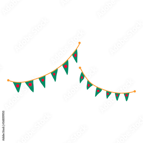 bangladesh triangle ribbon flag hanging with string as decoration and ornament for independence day event
