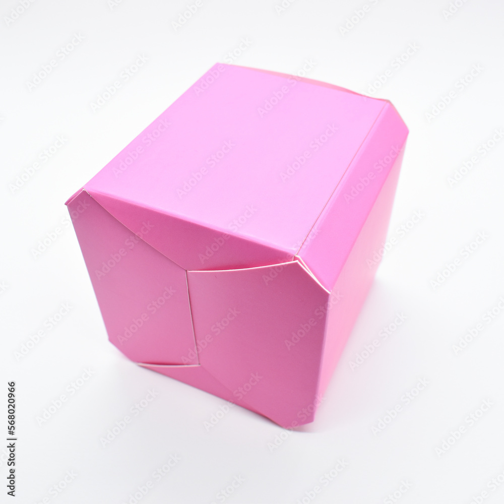 pink paper box on white background, package for design pink paper box on white background, package for design
