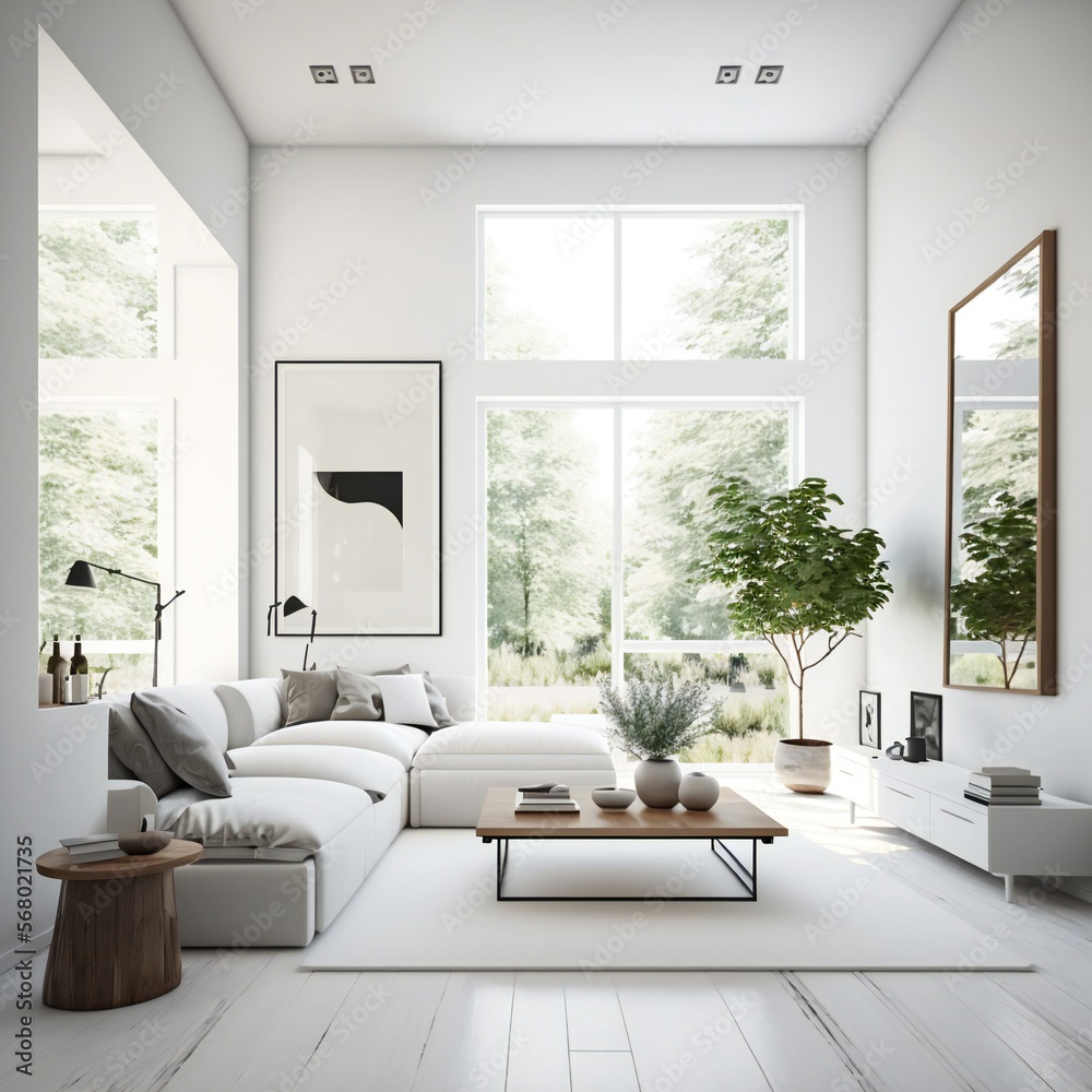Fototapeta premium Modern minimalist interior.ai