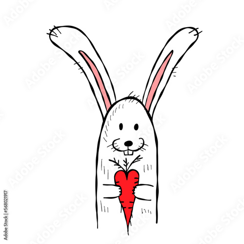 Cute bunny with heart. Be my Valentine. Valentine's day banner, background, f...