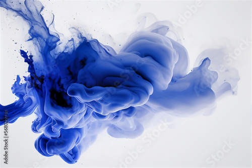 blue smoke dispersion on white background, generative ai photo