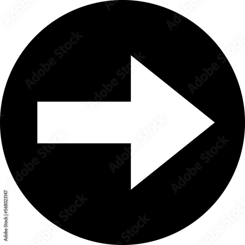One Way Only or This Way Only Forward Black and White Sign Round Floor Marking Adhesive Sticker Icon with Direction Arrow. Vector Image.	