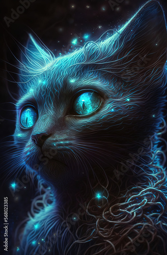 Fabulous alien cat. Generative AI.