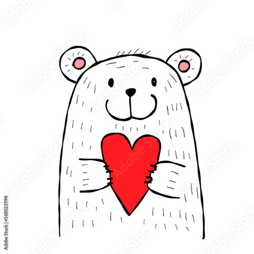 Cute bear with heart. Be my Valentine. Valentine's day banner, background, fl...