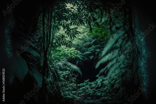 forest backdrop to showcase model and objects generative ai jungle render
