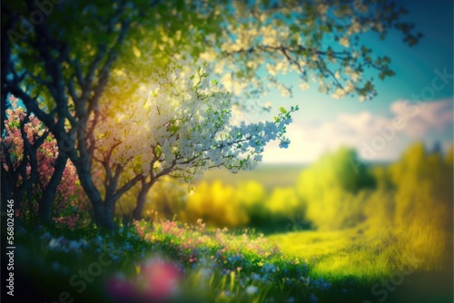 Nature generative ai bloomy tree garden © Ecleposs