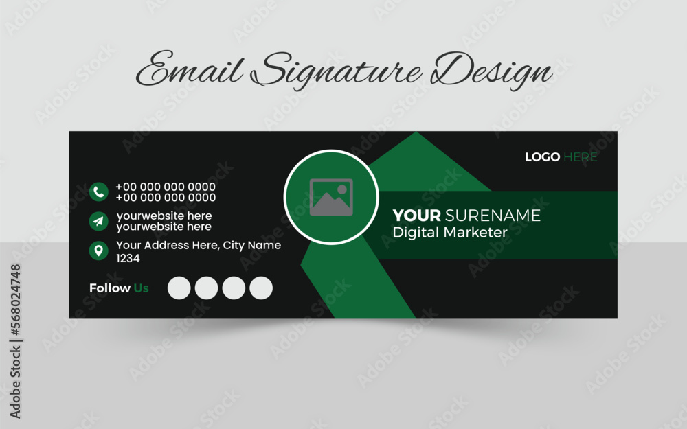 Fototapeta premium Modern and minimalist email signature or email footer template, Corporate Email signature template, personal social media cover, Email signature design, Modern email signature vector templates design.