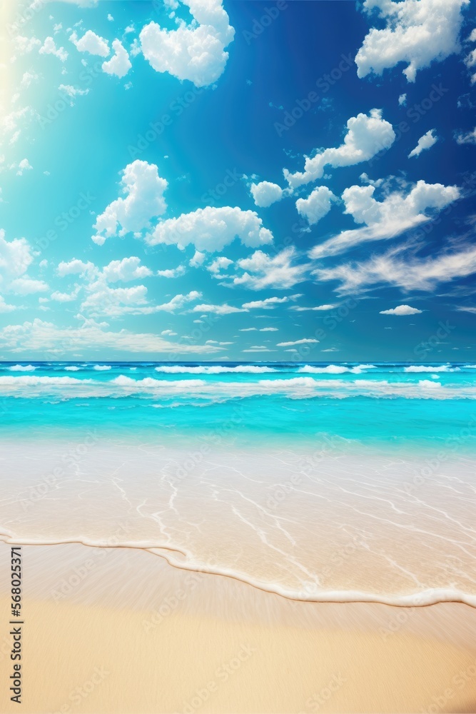 sea beach on a sunny day with crystal clear water small waves and a blue sky generative ai summer background