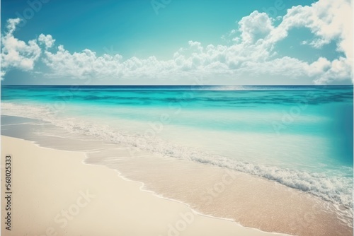sea beach on a sunny day with crystal clear water small waves and a blue sky generative ai summer background © Ecleposs
