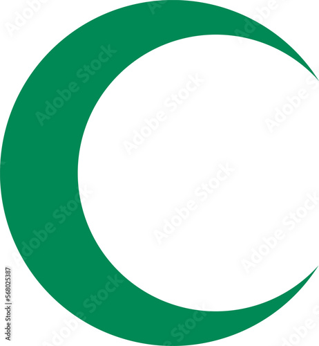 Isolated Simple Green Crescent or Half Moon First Aid Kit Sign Icon. Vector Image.