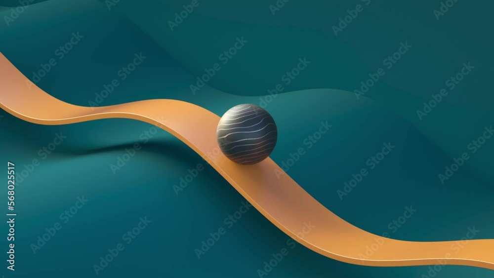 3d render animation of ball sliding, orange and green colors