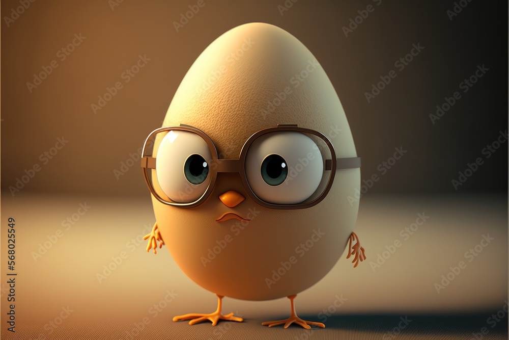 a cute adorable egg in the style of children-friendly cartoon animation fantasy style generative ai Illustration a cute adorable egg in the style of children-friendly cartoon animation fantasy style generative ai Illustration