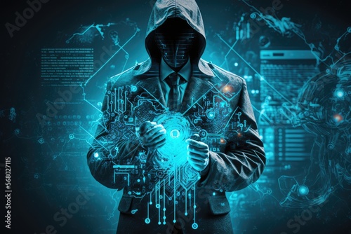 Business in internet. Cyber security concept. Generative AI illustration.