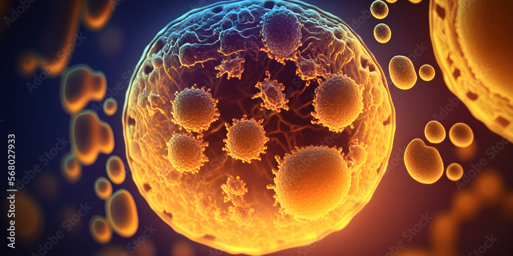 Macro shot of bacteria and virus cells in a scientific laboratory petri