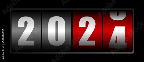 Happy new year 2024 counter, vector illustration, modern design greeting card