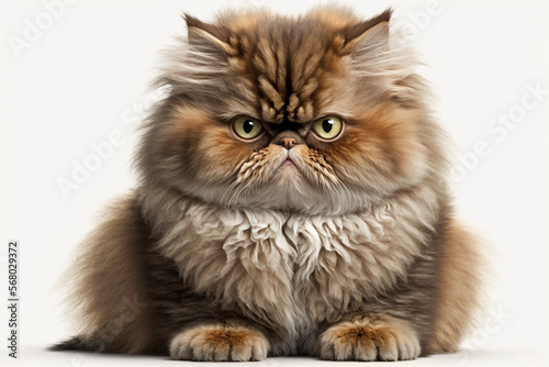 A Persian Cat Isolated on a Pure White Background