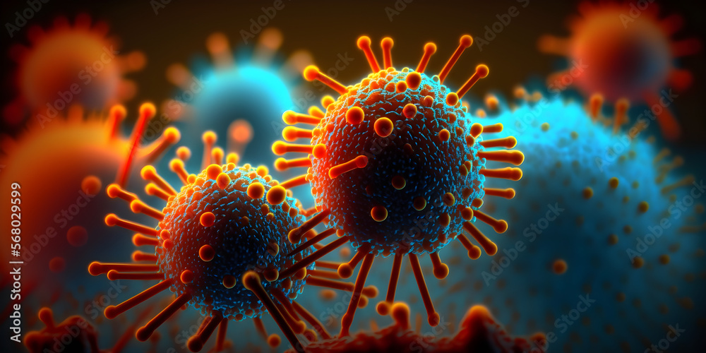 Macro shot of bacteria and virus cells in a scientific laboratory petri