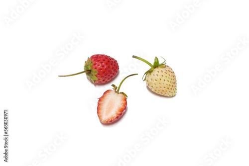 Strawberry red and white placed on a white background