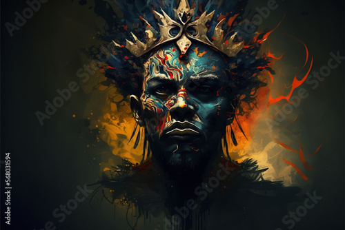 Abstract king illustration vector with vibrant colors and grand royal crown. Creative impressive colorful painting. Ai generated © dragomirescu