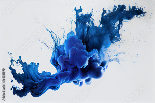 klein's blue smoke explosion on a white background, generative ai photo