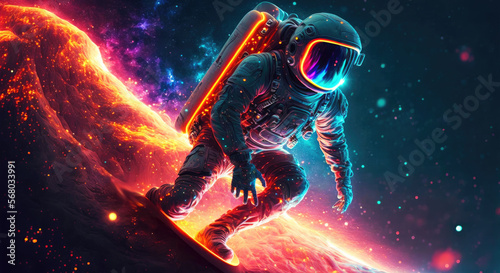 Astronaut Surfing the Galaxy - Generative AI © Chrixxi