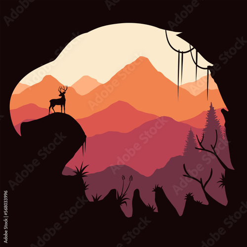 Eagle mountain silhouette illustration vector