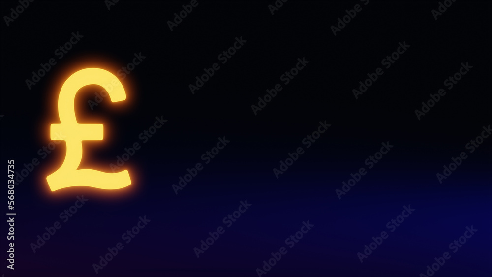 Glowing pound sign on dark blue background. Place for text. Dark banner with neon yellow bitcoin cryptocurrency sign. To create web design, banners. Glowing pound sign on dark blue background. Place for text. Dark banner with neon yellow bitcoin cryptocurrency sign. To create web design, banners.