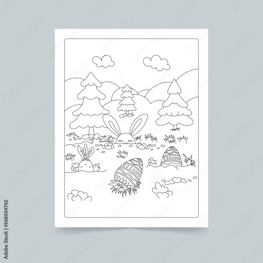 Hand Drawn Easter Background Line Art Illustration Hand Drawn Easter Background Line Art Illustration