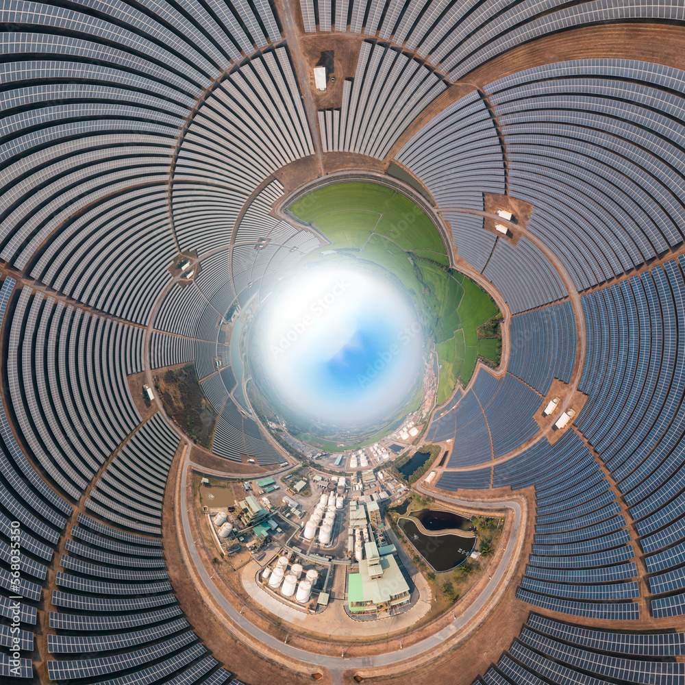 Solar Module 360 View 360 Wide Panoramic image of Solar Photovoltaic. Solar Photovoltaic and ...