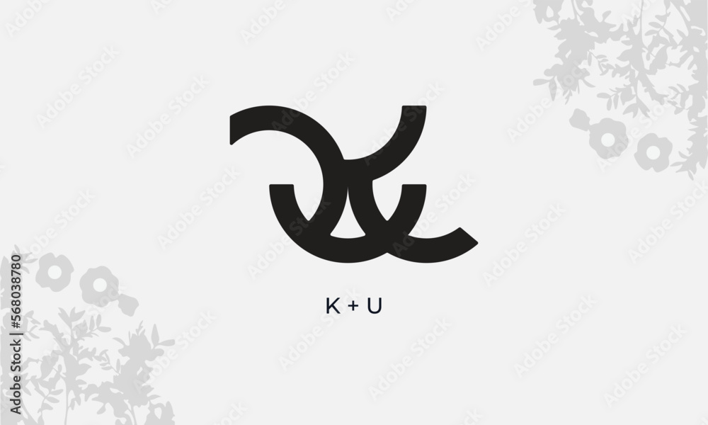 Fototapeta premium Letter K and U Creative Combined Initial Simple Logo Template Design