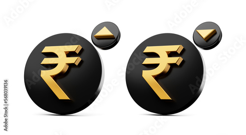 Εκτύπωση καμβά Indian Rupee symbol increase and decrease icon