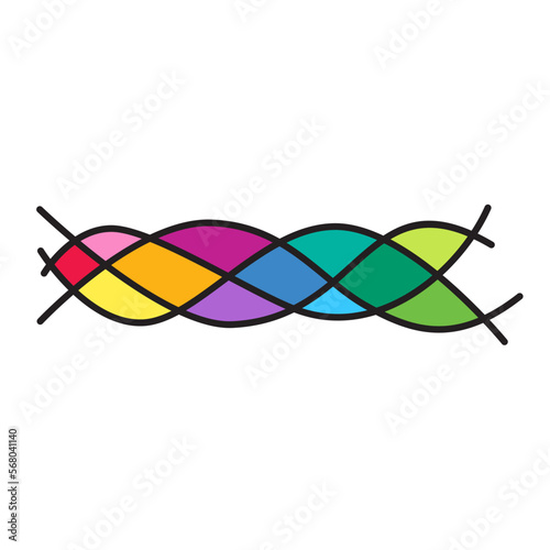 Vector image of a braid painted in the colors of the rainbow