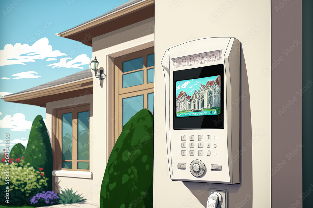 Image showcasing Residence automation concept for a luxury, modern, wealthy home. Close ...