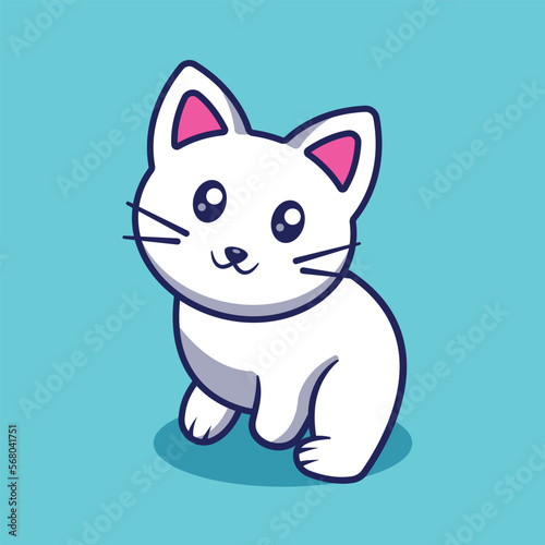 cute cat smile cartoon illustration © riandy