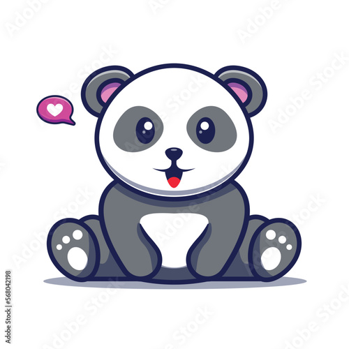 cute panda character greeting expression vector illustration