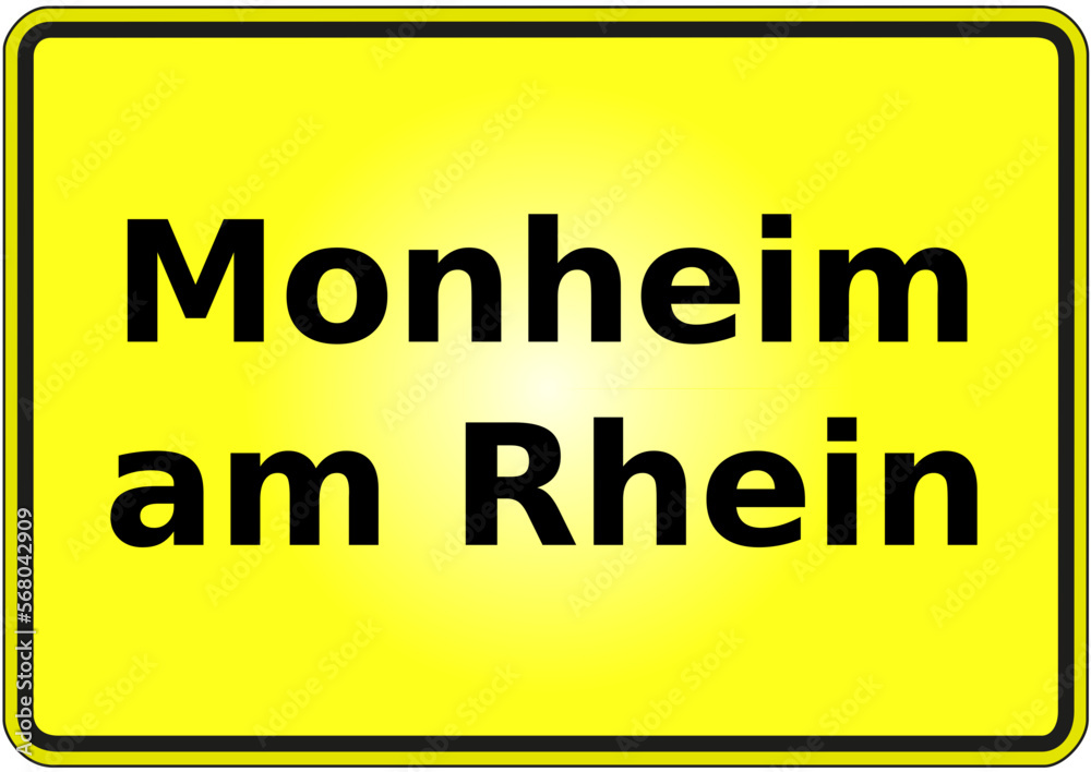 Fototapeta premium Stadteingangsschild Deutschland Stadt Monheim am Rhein