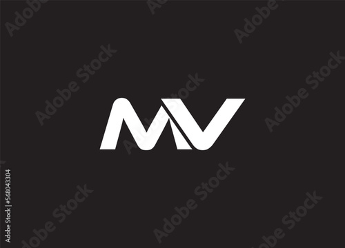 MV  Alphabet letters Initials Monogram logo design
