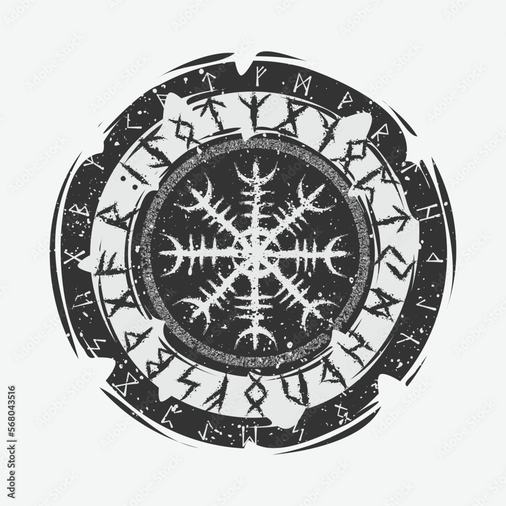 Viking symbol rune dark circle shield