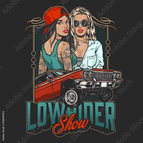Car lowrider show colorful flyer