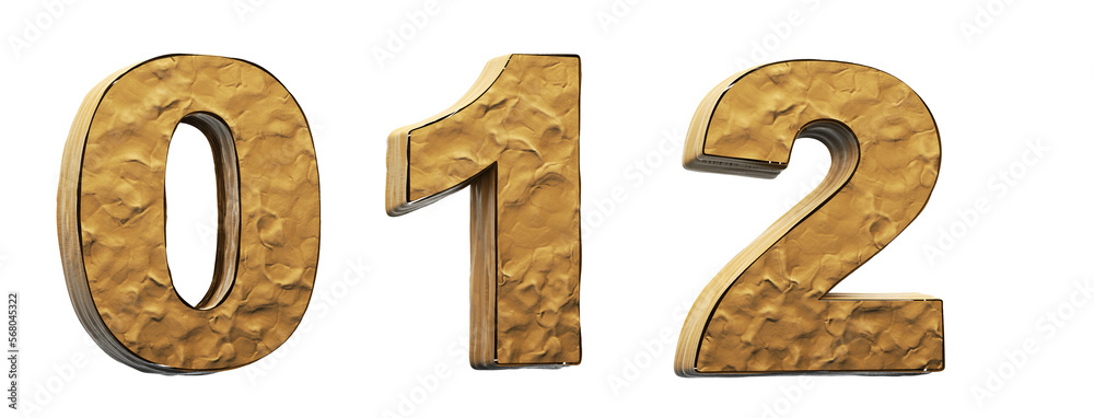Numbers: 0, 1, 2, clay. Dirty 3D alphabet modeled out of clay. Numbers: 0, 1, 2, clay. Dirty 3D alphabet modeled out of clay.