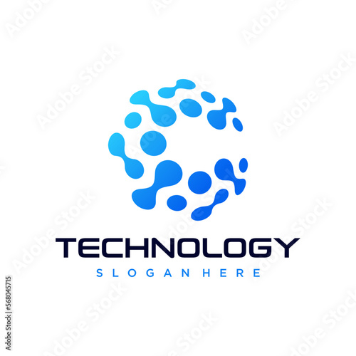 Abstract digital connection technology logo Vector Template