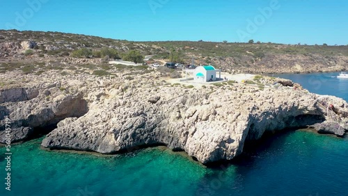Small orthodox chapel of Ayioi Anargyroi in Cape Greco National Park in Cyprus photo