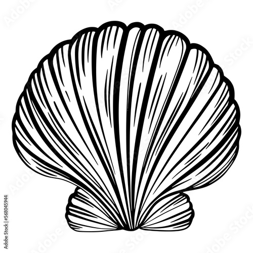 Marine pearl seashell or mollusk for design of invitation, fabric, textile, etc.