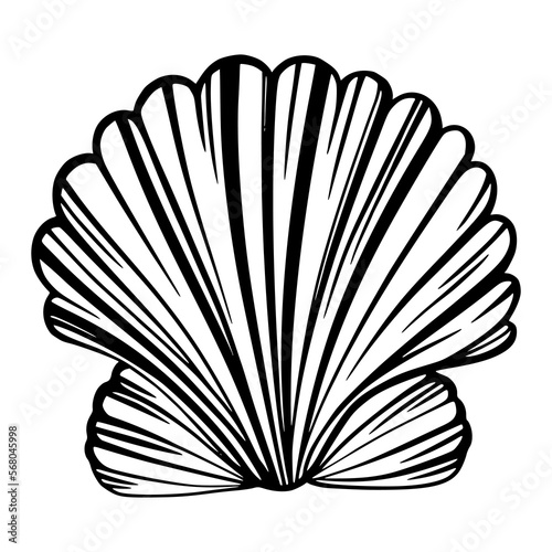 Black marine pearl seashell or mollusk for design of invitation, fabric, textile, etc.