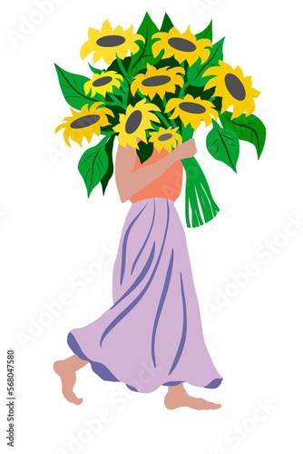 girl with bouquet of flowers