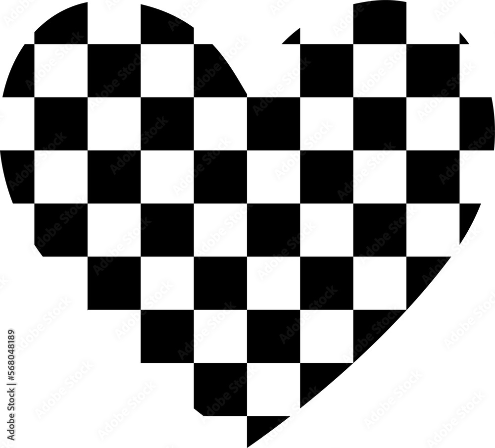 Obraz premium Black and white heart illustration. PNG with transparent background
